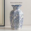 Vaso Cerâmico Azul e Branco de Porcelana Chinesa High-End Retrô para Entrada Decoração de Arranjo de Flores para Sala de Estar Ornamentos Flores Hidropônicas