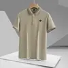 Camisa Polo de Verano Fresca Bordada de Tres Hojas para Hombre, Manga Corta, Cuello Campana, Casual de Negocios, Moderna, Transpirable, Ligera, Absorbente de Sudor