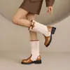 Botas de mujer de talla grande para otoño e invierno, botas de media caña con punta redonda de comercio exterior, suela gruesa, antideslizantes, con bloques de color, versátiles botas de montar de tacón medio