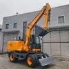 Suministro Directo del Fabricante de Origen: Excavadora de Ruedas 150 Hidráulica Completa, Excavadora de Ingeniería, Pinza para Madera de Cubo Grande