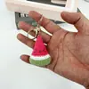 Novo Chaveiro Pingente de Fruta Tecido Fatia de Melancia Banana Chaveiro Tricotado Acessórios para Bolsa Pronto para Venda