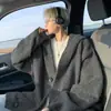 Suéter Cardigan Casual de Color Sólido para Hombre 2026 Otoño/Invierno Nuevo Estilo Perezoso Holgado con Capucha Tejido Simple Prendas de Abrigo