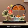 Hehemeimei Novo Ornamento de Areia Movediça com Lótus Chinoiserie para Sala de Estar, Entrada, Gabinete de TV, Decoração de Casa, Presente de Inauguração