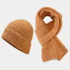 Conjunto de Gorro y Bufanda de Lana a Rayas para Mujer, Conjunto de Dos Piezas de Gorro de Punto y Calentador de Cuello para Estudiantes de Otoño e Invierno, Jersey Estilo Pareja