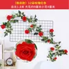 Enredadera Artificial de Rosas Cubierta para Tubería de Aire Acondicionado Enredadera Decorativa Plástico Enredadera Falsa Cuerda para Colgar Envoltura de Techo Enredadera de Flores Falsas