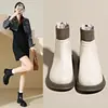 Botines calcetín de moda para mujer, nueva colección otoño/invierno 2026, estilo británico, botines con cremallera trasera, botas ajustadas, botas estilo Martin de cuero suave