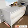 Estantería de almacenamiento de cocina independiente, gabinete de almacenamiento funcional de varias capas para montaje en pared con una encimera de losa de roca para cortar y servir alimentos