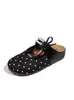 Pantuflas Cerradas Estilo Francés para Mujer, Nuevo Modelo Verano 2026, Pantuflas de Suela Gruesa que Aumentan la Altura para Combinar con Vestidos, con Adornos de Lazo y Perlas