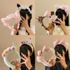 Diadema de Felpa con Estampado de Leopardo Rosa y Moño de Gatito para Mujer, Diadema Linda Versátil para Lavarse la Cara, Pasador, Tocado de Corona Alta