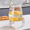 Jarra de agua fría portátil de gran capacidad PET transfronteriza con grifo para refrigerador, dispensador doméstico de bebidas de té de frutas, jarra de agua fría sellada