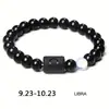 Amazon WISH Explosiones Calientes Pulsera Elástica de Doce Constelaciones Piedra Ojo de Tigre Ágata Pulsera de Cuentas de Color Mixto Tarjeta