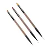 Set de tres piezas de pinceles para arte de uñas, pluma de construcción acrílica de doble extremo, especializada para dibujar líneas, cabeza plana y redonda, pluma de doble propósito para fototerapia y dibujo de líneas