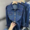 Sentido del Diseño Estilo Hong Kong Chaqueta Camisa de Mezclilla para Mujer 2024 Invierno Explosiones Cuello POLO Coreana Versátil Top Apilado de Moda