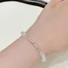 Pulseira de Prata Esterlina S925 Prata Quebrada Cristal Branco Gestover Feminina Nicho Elegante Alto Padrão Luxo Leve Pulseira de Verão