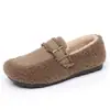 2024 Outono e Inverno Novos Sapatos Mao Mao Desgaste Externo Feminino Sapatos de Feijão Quente Forrados de Lã Casual Slip-on Sapatos de Algodão Femininos