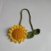 Cheio de planta tecida à mão diy lã chaveiro girassol Camélia pequeno saco pingente terminou