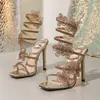 Tacones Altos Cuadrados Estilo Hada Flor Mujer Lazo Verano Nuevo Nicho Correa Cruzada Envuelto Sandalias de Tacón de Aguja