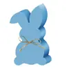 Nuevos Adornos de Pascua Conejo Tallado en Madera Decoración Decoraciones para el Hogar Festivas Adornos de Flores de Tulipán de Colores