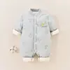 Macacão de Bebê Outono e Inverno com Acolchoamento de Algodão, Roupa Quente de Algodão para Recém-Nascidos, Jaqueta de Algodão Acolchoada com Forro de Fleece, Macacão de Roupa para Bebê para Uso Externo