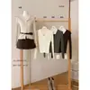 AS OFFICIAL Otoño Estilo Coreano Minimalista Acanalado Versátil Ajustado Cuello Solapa Abotonado Manga Larga Tejido Suéter 16690