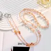 Cordón para Teléfono Móvil Hecho a Mano para Mujeres, Correa Larga de Cadena Rosa Fresita, Accesorio Largo Cruzado, Cadena Larga de Teléfono Móvil de Perla y Cristal