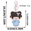 Diseño original caricatura 2D versión Q muñeca de tela no tejida parche bordado figura pequeña linda colgante para bolsa DIY