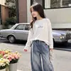 Camiseta Básica Feminina YOJIA Primavera e Outono 2026 Nova Moda Versátil Manga Longa para Menina Algodão Puro Roupa de Outono Infantil