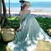 Vestido de alcinha estilo francês, casual, soltinho, com barra ampla, para mulheres, emagrecedor e de fada, doce e plissado, adequado para uso diário e férias