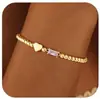 Pulsera de cuentas con piedra de nacimiento de diciembre transfronteriza europea y americana, Joyería de corazón de circón moderna y simple para uso diario, Al por mayor
