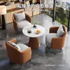Mesa e cadeiras de negociação Conjunto para escritório de vendas Recepção Reunião de convidados Lazer Sofá individual Shopping center Salão de beleza Hotel Mesa de centro de pedra sinterizada