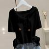 Camiseta Blanca con Capucha de Manga Corta para Mujer 2026 Nueva Colección Primavera-Verano Estilo Holgado Adelgazante Versátil Cubre Vientre Sudadera Pulóver