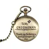 Comercio exterior transfronterizo venta caliente al contado PARA MI HIJO grabado vintage conmemorativo de cuarzo regalo reloj de bolsillo redondo al por mayor