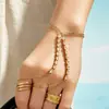 Pulsera de Muñeca Integrada con Circonita Incrustada Estilo Niche Europeo y Americano, Acero Inoxidable 316 Recubrimiento al Vacío en Oro, Accesorio de Mano para Vestido de Fiesta para Mujer