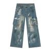 MTLCLOTHES jeans de inverno masculino novo estilo europeu e americano graffiti pintado à mão bolso múltiplo pesado moda