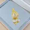 [Oro Real de Cobre] Tulipán Puro Sincero Comercio Exterior Transfronterizo DIY Joyería Hecha a Mano Cobre Circonio Colgante Microincrustado