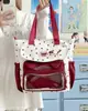 Bolsa Transversal de Alta Aparência Estilo Japonês com Color-Blocking Fresco, Design Transparente, Grande Capacidade, Bolsa Tote Estudantil Estilo Anime