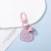 Chaveiro de Sino em Resina Colorida com Glitter em Formato de Coração com Argola de Liga, Chaveiro Pingente com Glitter Degradê Decoração Presente