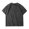 Camiseta de manga corta de algodón puro batik de peso pesado de 230 g, lavada, desgastada, lavada con nieve, hombros caídos, corte holgado vintage, hecha a medida