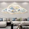 Pintura Decorativa Moderna de Lujo Ligero para Sala de Estar Pintura Paisajística Creativa de Gama Alta Pintura de Luz Luminosa Pared de Fondo de Sofá Pintura Colgante LED
