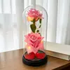 Simulação Transfronteiriça Tampa de Vidro Flor Rosa Dia dos Namorados Qixi Tampa de Flor de Tecido Ornamento Criativo Presente de Aniversário