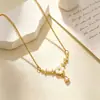 Colar Banhado a Ouro Cobre Zircônia Cúbica Incrustada Anel Duplo Incrustado com Diamante Corrente para Clavícula Feminina de Luxo Leve Design de Nicho Ins Simples Temperamento Joias de Prata