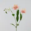 2 Cabeças de Lírios Pequenos de Pétalas Duplas, Flores Artificiais de Alta Qualidade, Flores de Mesa, Decoração de Casa de Luxo Leve Estilo Europeu, Enfeites Florais para Decoração de Ambiente de Casamento