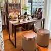 Mesa de Té Estilo Canción para Balcón de Madera de Nogal Negro, Mesa y Sillas Estilo Tradicional para Sala de Estar, Balcón, Apartamento Pequeño, Mesa de Té Integrada
