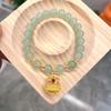 Nueva Pulsera de Jade Dongling Imitación Estilo Chino Hebilla Ping An Pixiu de la Suerte Semilla de Loto Dos Colgantes Shihuan Explosiones Escénicas