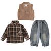 Traje de Otoño e Invierno para Niños Chaleco de Terciopelo Engrosado de Invierno para Bebé Conjunto de Tres Piezas para Niños de 1-3-5 Años Moderno