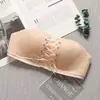 Via Lingerie Sutiã Sem Fio Alça de Renda Costas Cruzadas Push-Up Antiderrapante Tomara que Caia Sexy Sem Alças Invisível