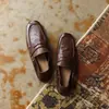 Mocasines de cuero de vaca de primera capa para mujer, zapatos planos, nuevo modelo de otoño, cuero genuino por dentro y por fuera, zapatos de vestir bajos cómodos de cuero suave con punta redonda para mujer