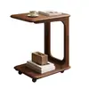 Mesa auxiliar móvil para sala de estar, mesa lateral para sofá, mesa de esquina estilo mid-century, mesita de noche para dormitorio, mesa pequeña de madera maciza