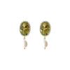 Pendientes Artesanales Bañados en Plata 14K Estilo Bosque con Peridoto Verde y Perlas de Agua Dulce Naturales, Accesorios Creativos para Orejas, Aretes de Fábrica