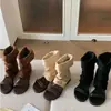 Primer Encuentro con la Bota Jimei Lade de un Solo Tirante Bloque de Color con Puños Fruncidos